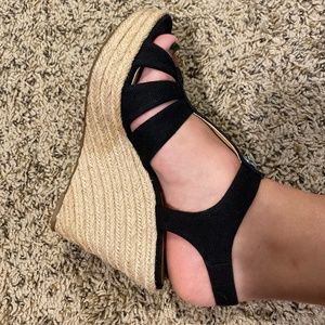Michael Kors black wedge heels 7.5